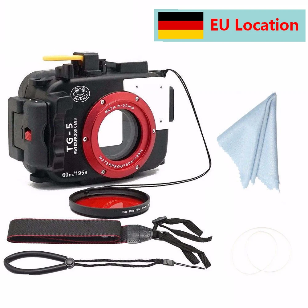 SeaFrogs 60 м/195ft подводный камера корпус чехол для Olympus TG5 водонепроницаемый камеры + 67
