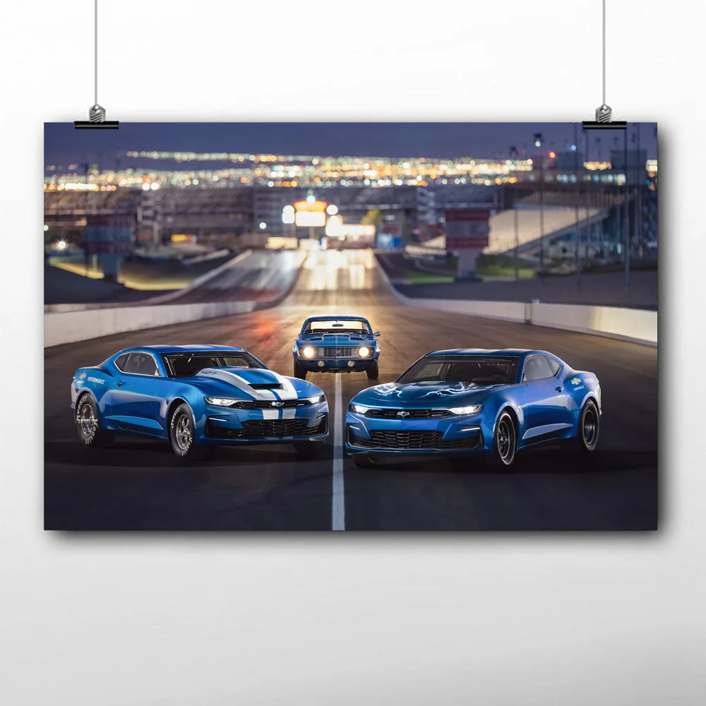 

Синий фотоаппарат, мышечные автомобили, Настенная картина, шелковые принты для домашнего декора комнаты