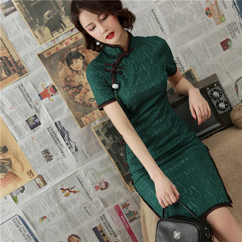 Двухъярусное кружевное современное китайское платье для вечеринок qipao для женщин