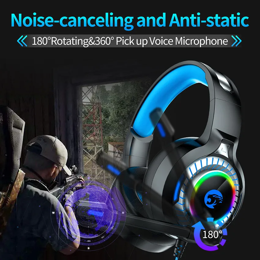 ASKMEER A60 PS4 гарнитура casque PC стерео бас Игровые наушники с микрофоном RGB светодиодная