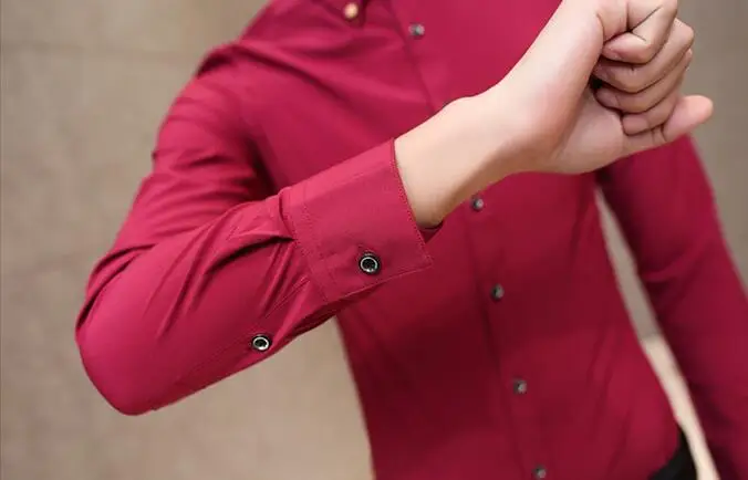 M 2XL хит продаж летняя мужская новая Однотонная рубашка с длинными рукавами для
