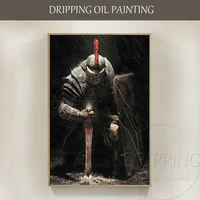 top artist handmade high quality impressionist soldier oil painting on canvas soldier holding sword and shield oil painting