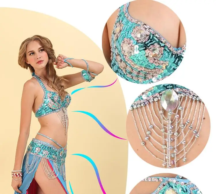Женский костюм для танца живота пояс Танцев Живота комплект из 2 предметов