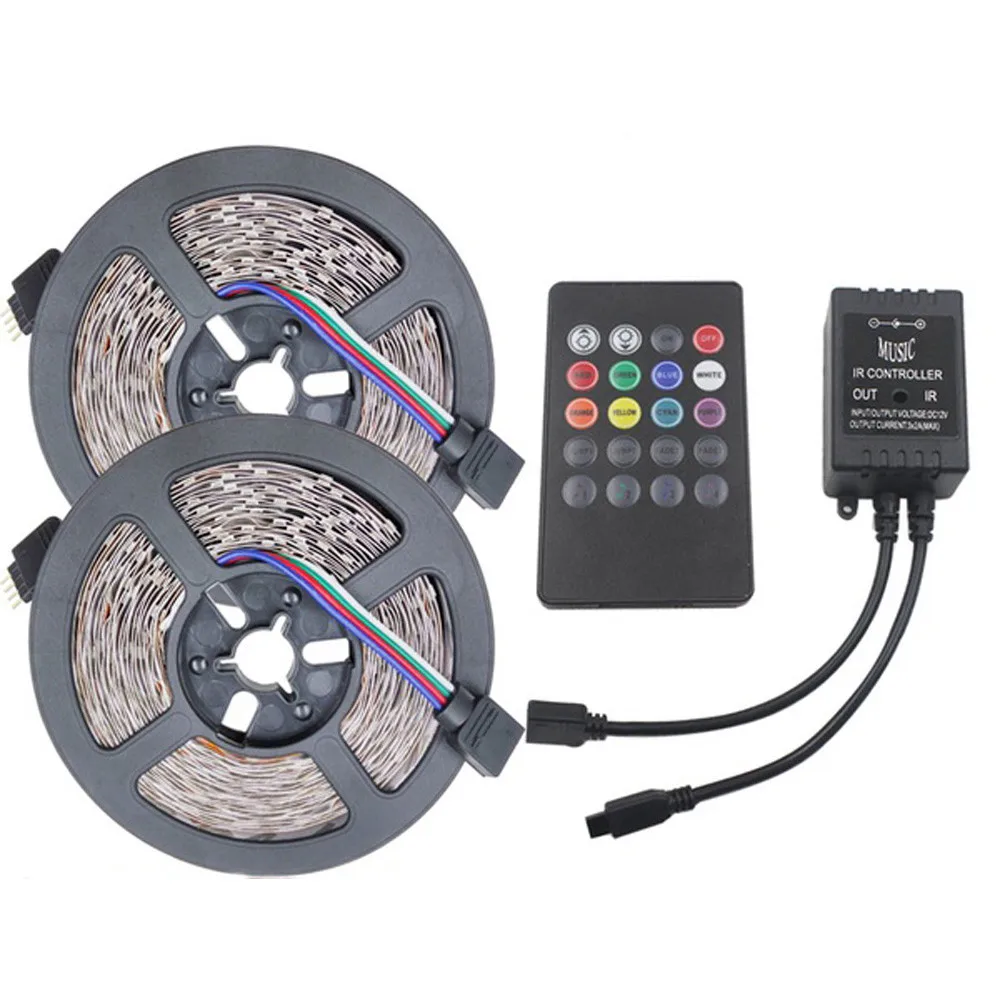 Гибкая полоса 3528 RGB Светодиодная лента гибкий свет 10 м 600Led/M Музыка ИК пульт
