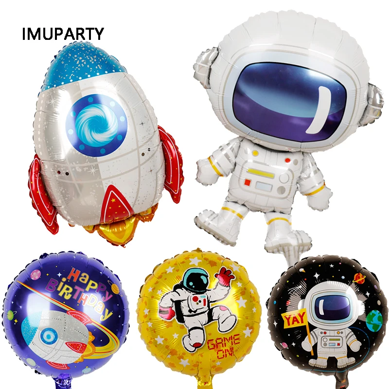 

5pcs Astronaut Rocket Balloons Happy Birthday Party Decorations Aluminum Foil Air Ballon Gifts for Child Boys Toy Universe Decor