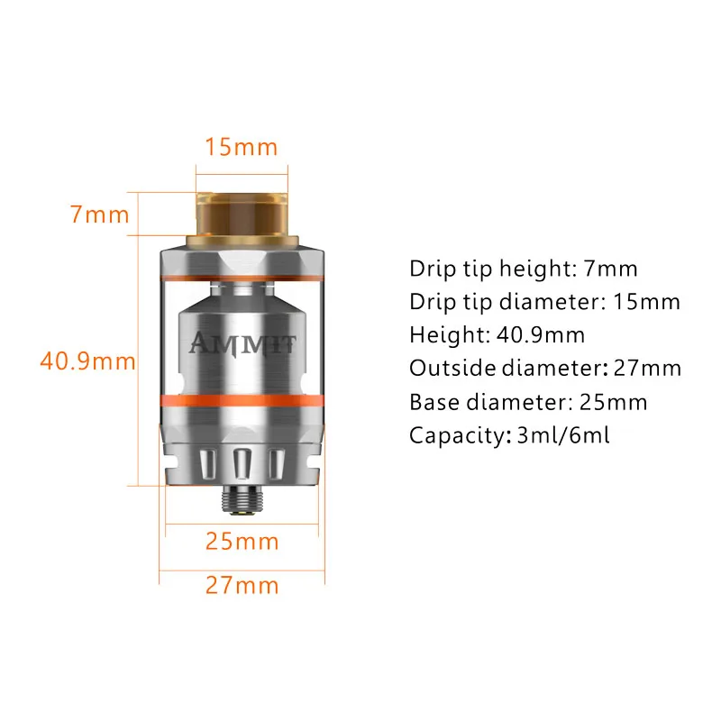 Original Geekvape Ammit Single/Dual Coil RTA Electronic Cigarette Rebuildable Dripping Atomizer Tank RDTA 3ml/6ml |