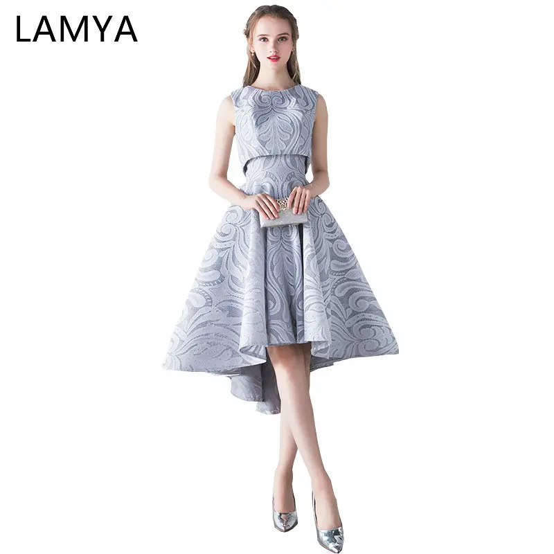 

Женское вечернее платье из двух частей LAMYA, элегантное серое кружевное платье без рукавов и высоких/низких размеров, бальное платье для неве...