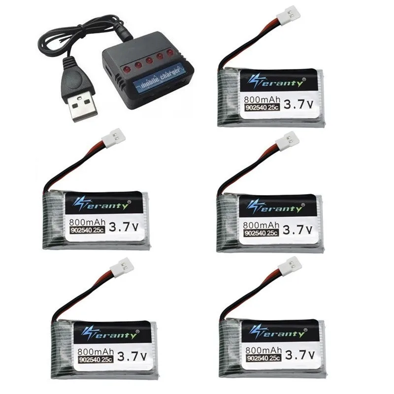 Бургундия 3,7 V 800mAh 25c Lipo аккумулятор и USB зарядное устройство для Syma X5C X5SC X5SW TK M68 CX-30 K60 V931 RC Квадрокоптер Дрон запасные части 902540 - Цвет: Бургундия