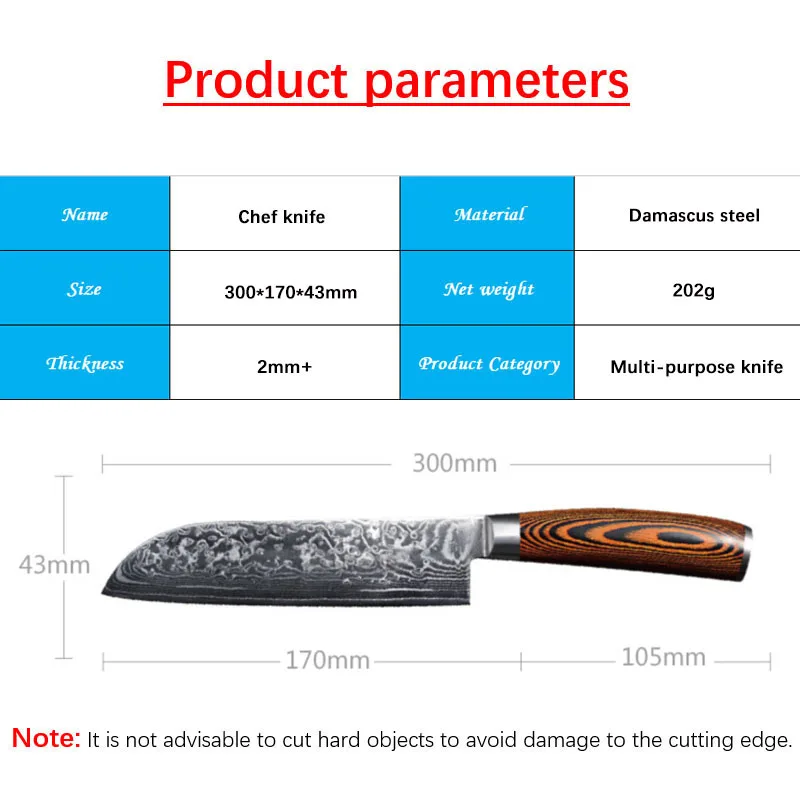 kitchen japanese knife 7 inch Damascus Sande VG10 cuisine couteau de cleaver sushi fruit cooking | Дом и сад