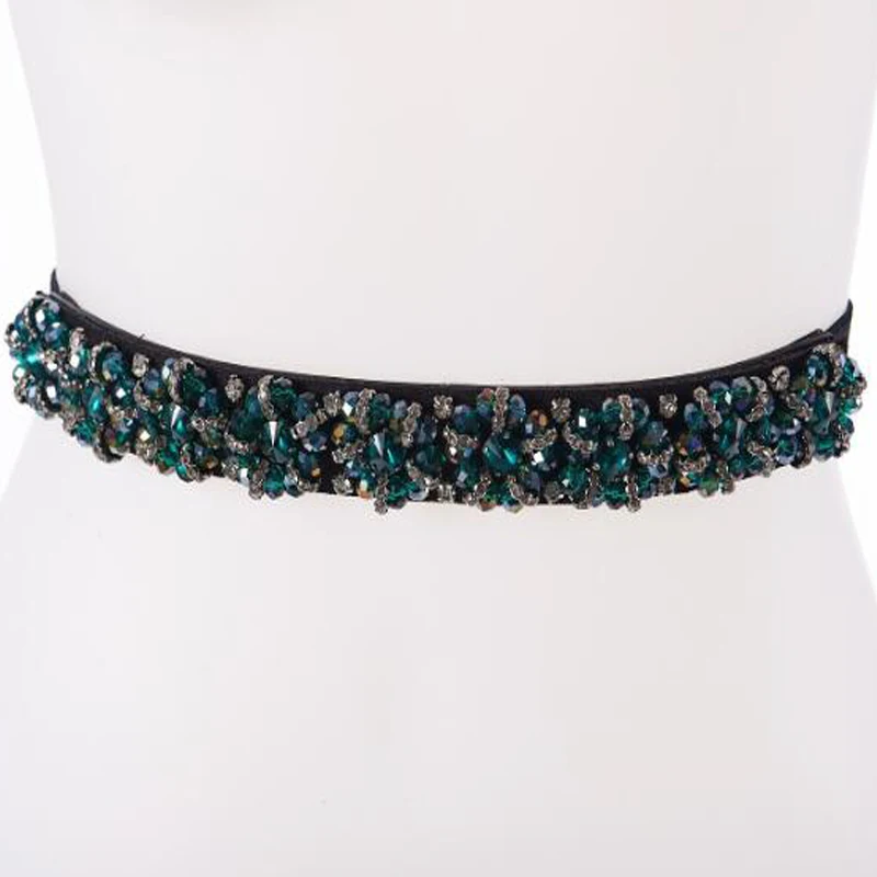 

New Fashion Luxury Women crystal Elastic Belt Rhinestones Flower Belts straps Girls Jeweled Girdle glass beads belts accessory