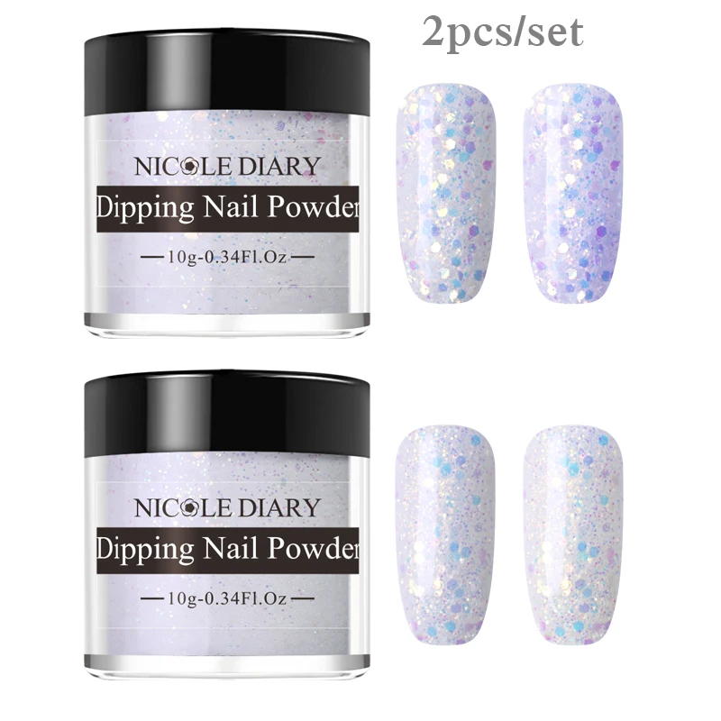 set 4 NICOLE Дневник 10 г погружающийся набор пудры для ногтей светильник чувствительный Dip порошок для ногтей пигмент пыль хлопья блестки изменение цвета Советы Декор - Цвет: set 4