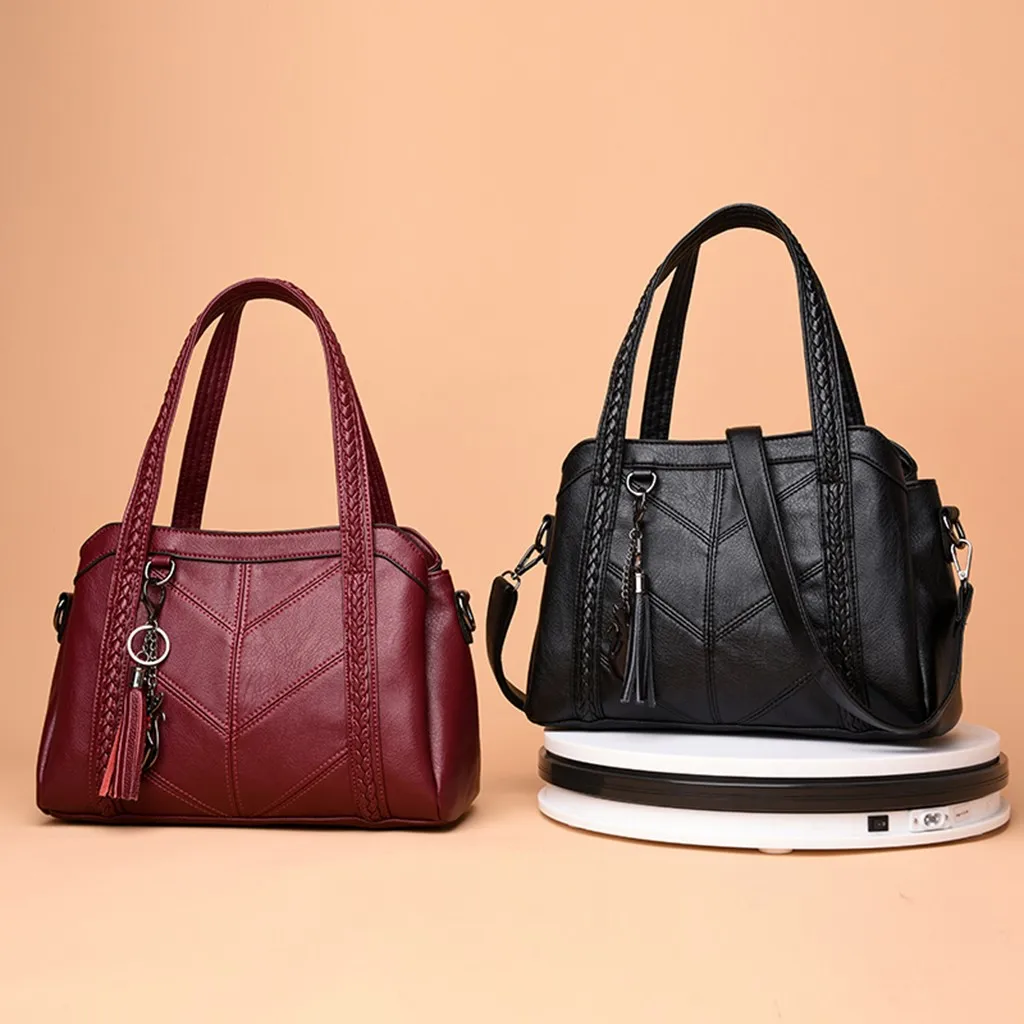 

Aelicy girls shoulder bag leather Large Capacity tassels women Messenger bag Tote Lady Handbag bolsa feminina 2020 new drop ship