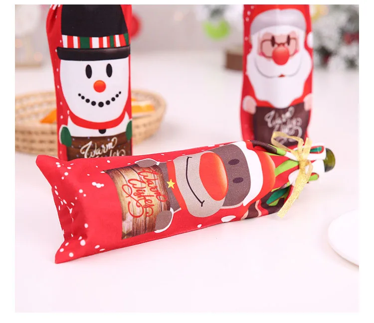 Navidad печать бутылки вина набор рождественских украшений для дома кухня отель Новогоднее украшение шампанское шапки Санта-Клауса