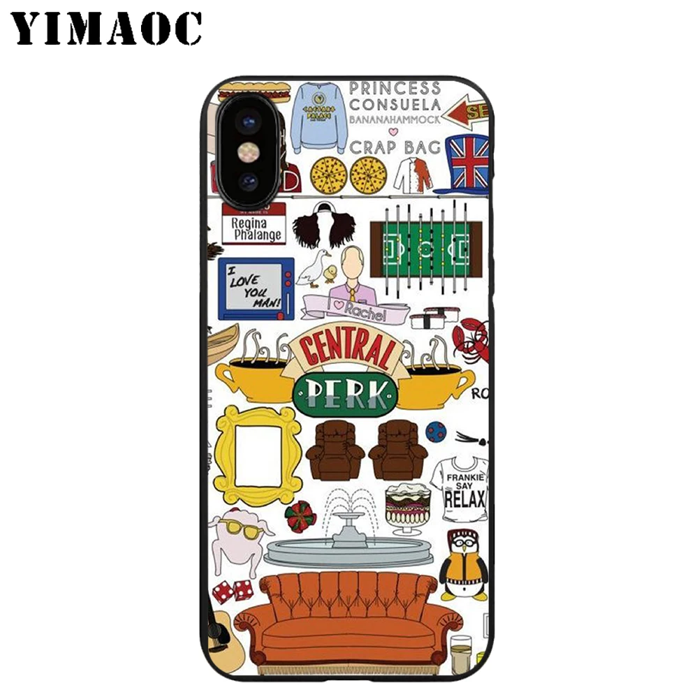 YIMAOC Friends TV Show Soft TPU Black Silicone Case for iPhone X or 10 8 7 6 6S Plus 5 5S SE Xr Xs Max |