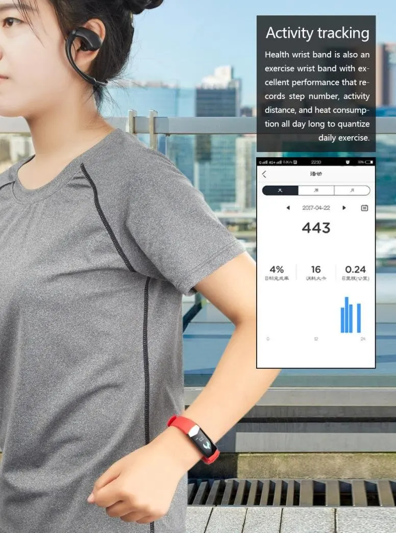 Bluetooth Смарт-браслет с ЭКГ дисплеем пульсометром монитором кровяного давления