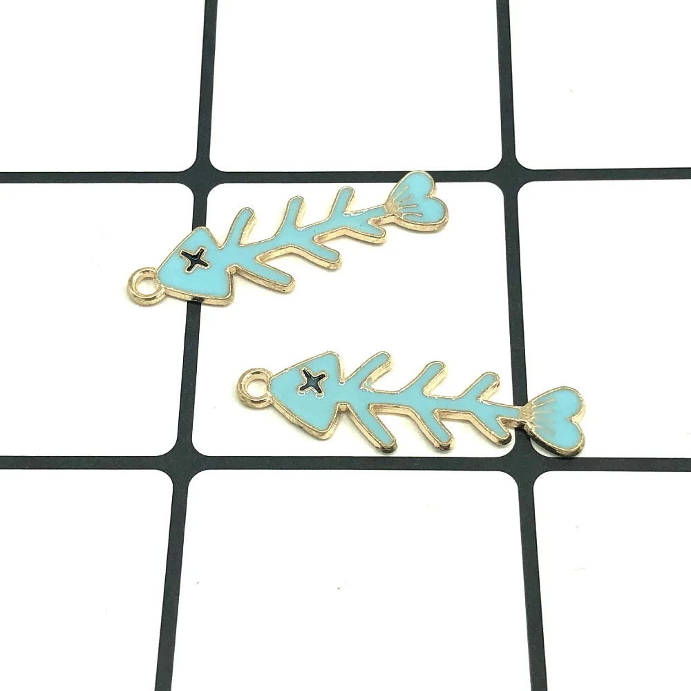 10Pcs/lot High Quality Fashion Enamels Charms Gift Fish Bone Alloy Pendant Bracelet Necklace Jewelry Accessories DIY Craft | Украшения и