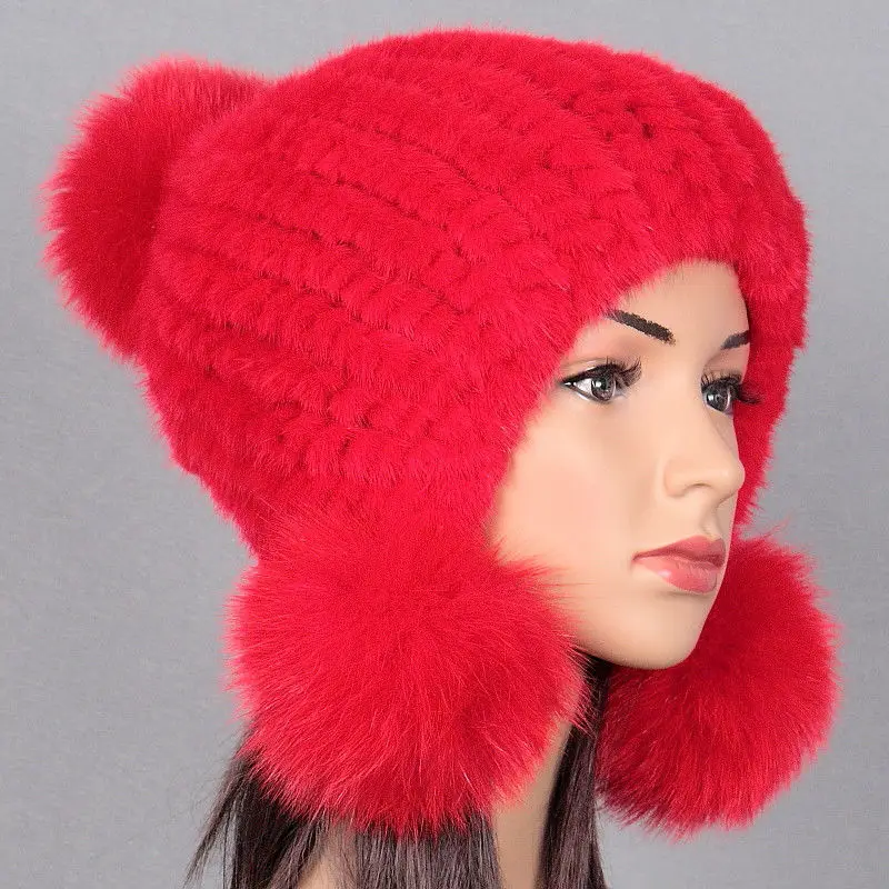 Шапка из меха норки женская зимняя теплая шапка с лисьим шариком|hat hat|hat helmethat new |