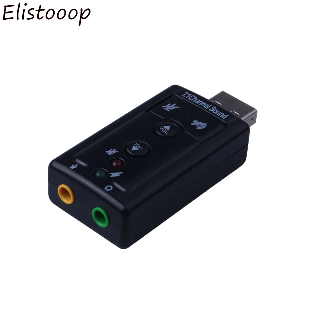 Elitooop хит продаж мини 7 1 канальный USB звуковая карта Микрофон Динамик 3D внешние
