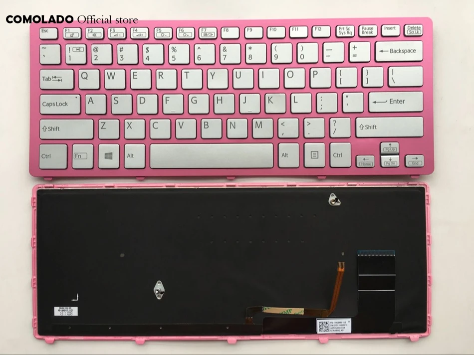 Клавиатура для ноутбука Sony Vaio SVF14N SVF14N1J2R SVF14N1L2R SVF14N1N2E черная розовая рамка с