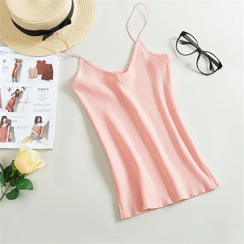 Hongmiao Top With Camisole Tank Tops Summer Women Shirt 2019Fashion Ladies Solid Color Female Sleeveless Fitness Slim Top