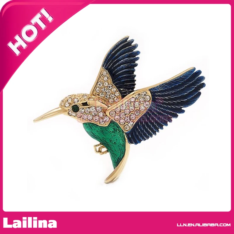 100 шт./лот Кристалл колибри брошь булавки горный хрусталь животное птица Броши