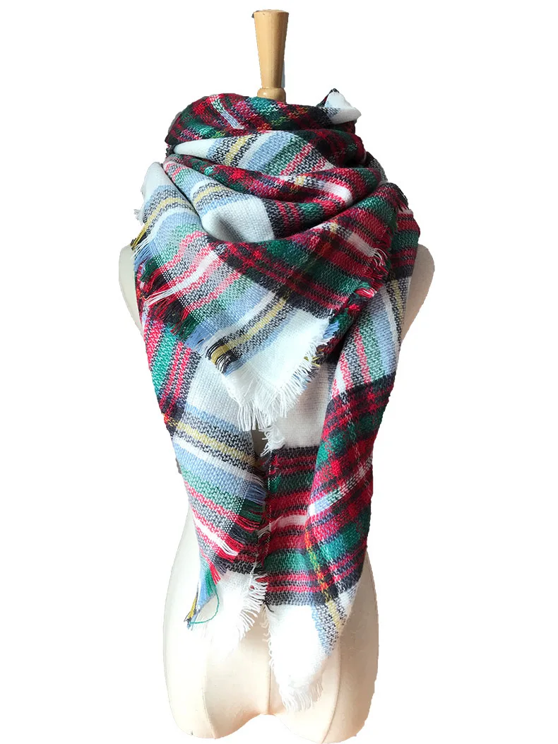 CH-529 Winter Scarf For Women Cashmere Warm Plaid Pashmina Scarfing Luxury Brand Double-Sided Colorful Checkered Shawl |
