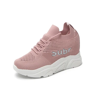 Flying Knit Women's Summer Korean Openwork Mesh Shoes Increased Muffin Thick-soled Breathable Sneakers sneakers women | Обувь