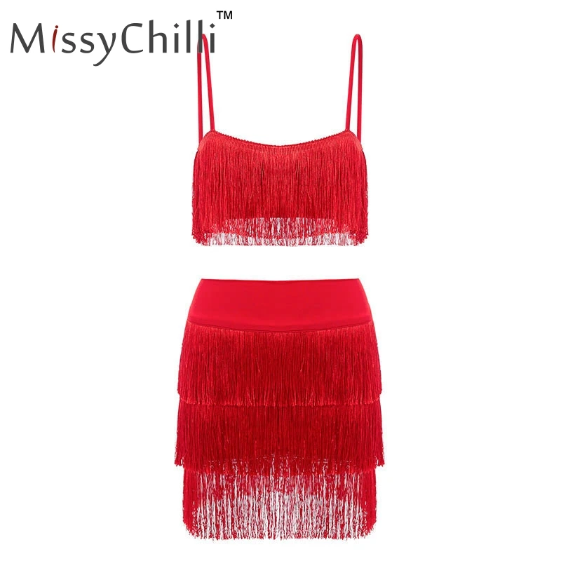 Женское пляжное платье с бахромой MissyChilli Красное Облегающее Платье v образным