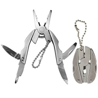 multi pocket mini folding plier portable outdoor hand tools wire cutter screwdriver knife saw multifunction survival keychain