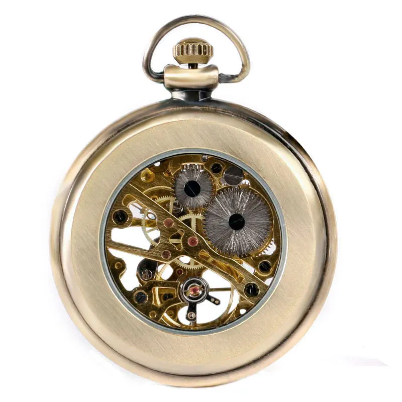 Новые уникальные бронзовые механические ручные карманные часы для мужчин и