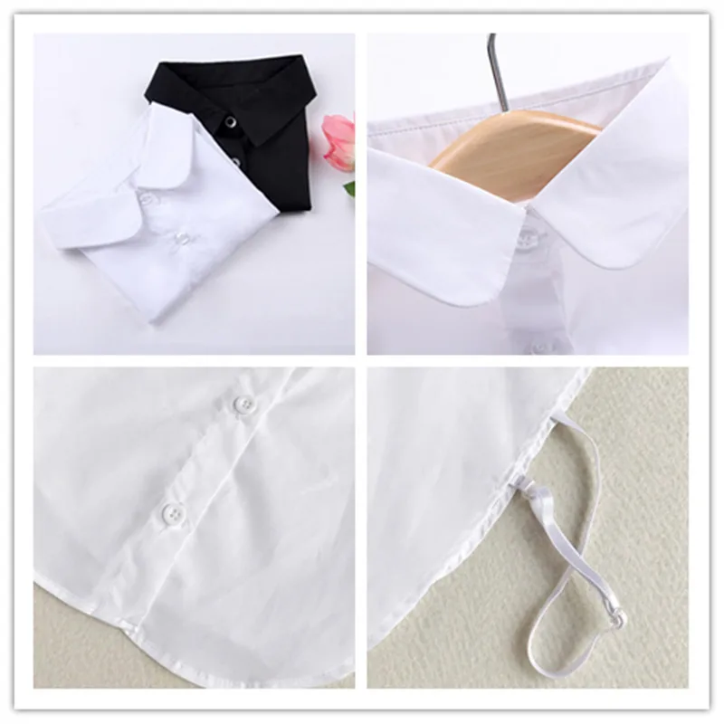 Shirt Fake Collar White& Black Tie Vintage Detachable Collar False Collar Lapel Blouse Top Women Clothes Accessories