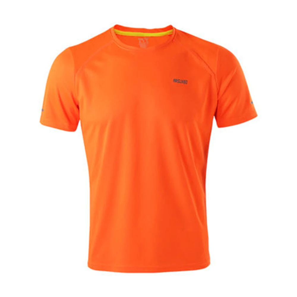 Orange ARSUXEO летние Для мужчин футболки для бега Рубашка с короткими рукавами быстросохнущие Джерси Бег Спортивная майка для разминки, бодибилдинга спортивные Костюмы Топы - Цвет: Orange