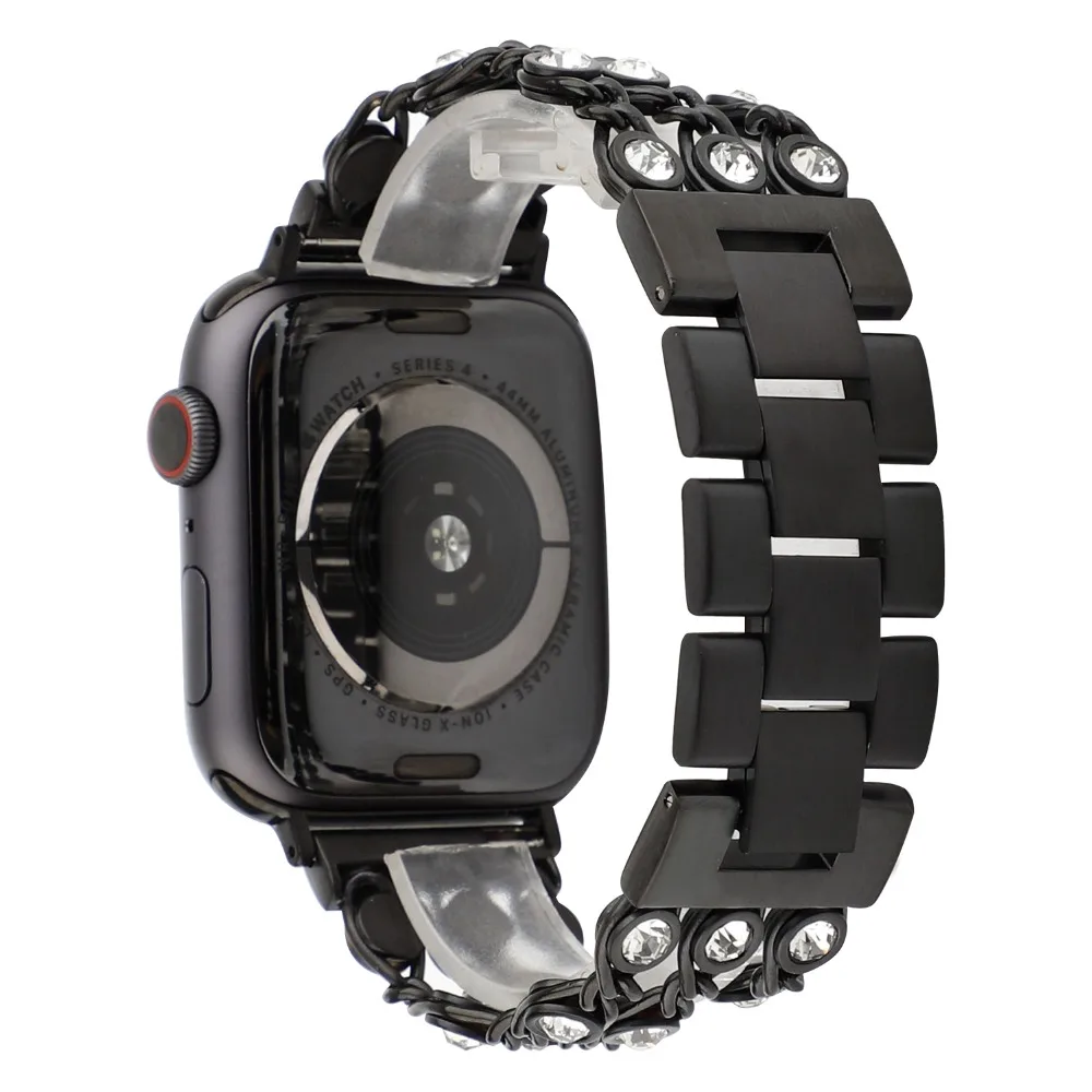 Браслет звеньевой из нержавеющей стали для Apple Watch Band SE 38/42/44/40 мм ремешок с