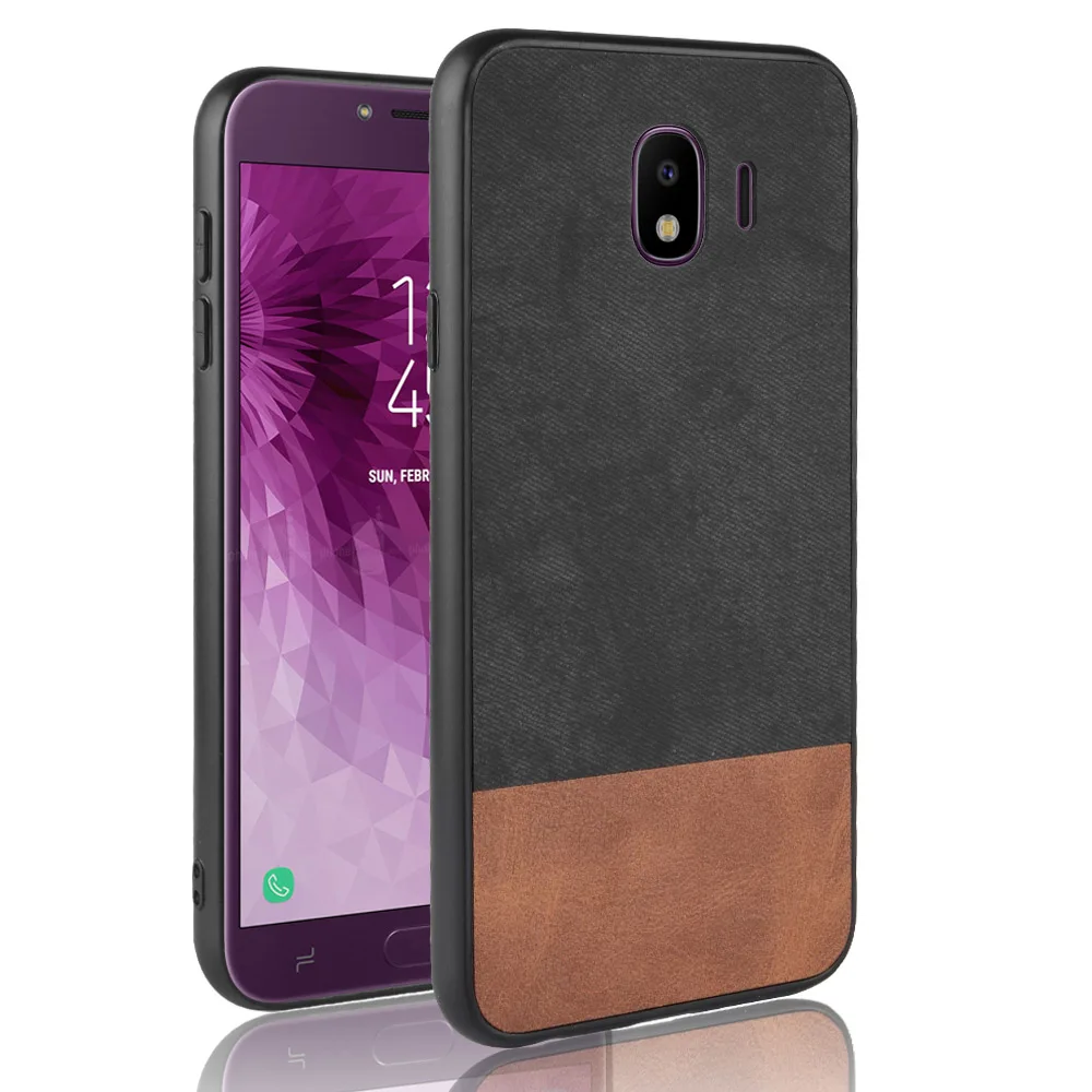 For Samsung Galaxy J4 Case Soft TPU+PU+PC Stitching contrast denim PU leather Cover 2018 J400 Phone Bag Cases | Мобильные телефоны