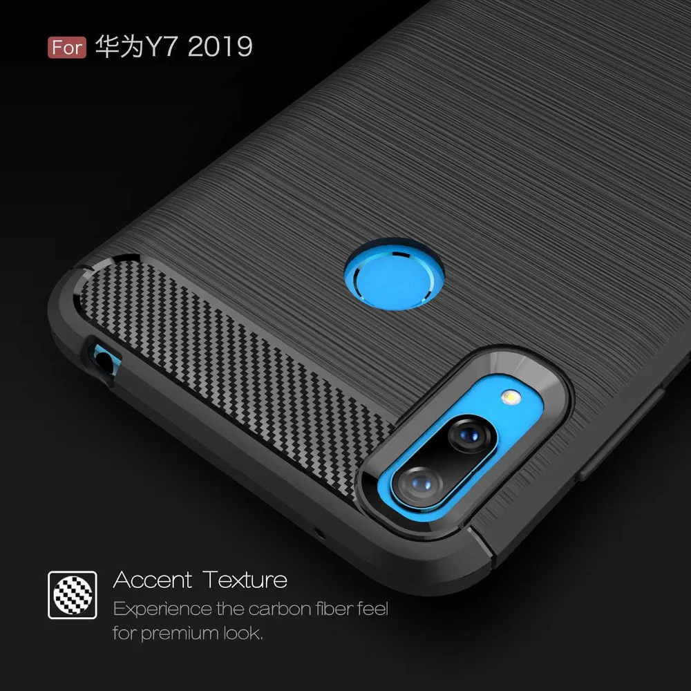 Прочный защитный чехол для Huawei Y7 2019 телефона гибкий ТПУ Защитная крышка корпус