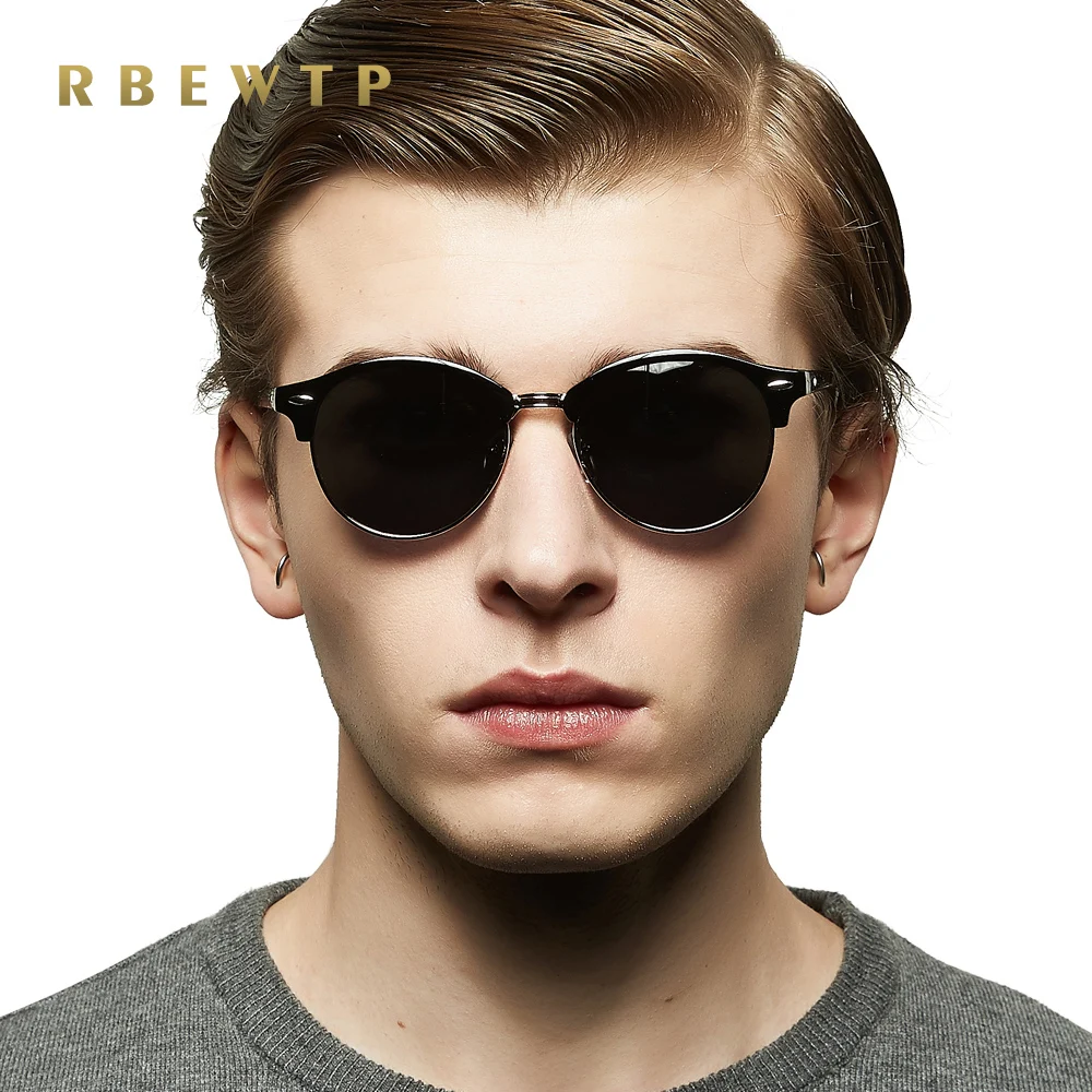 RBEWTP брендовые круглые поляризованные мужские солнцезащитные очки фирменный