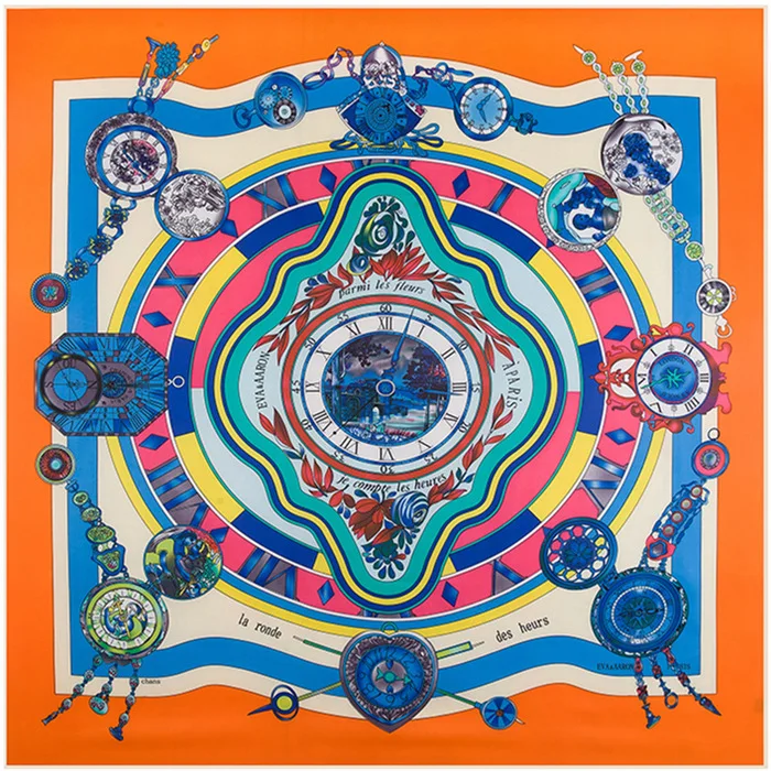 

2017 Silk Scarf Flower Colour Rome Clocks And Watches 130*130cm Ma'am Luxurious Real Silk Twill Kerchief Silk Scarf