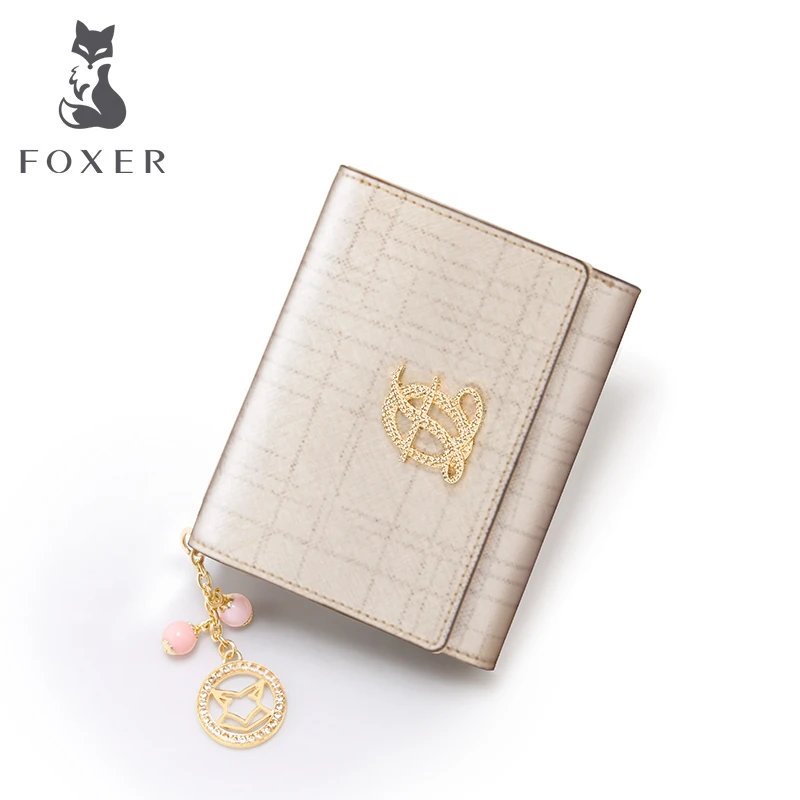 FOXER бренд для женщин короткие бумажник женский из коровьей кожи портмоне и ID