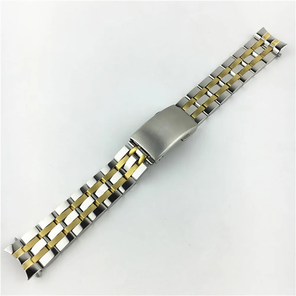 Ремешок из нержавеющей стали с 5 бусинами для часов Tissor 1853 T17/T41/T461/PRC200/T055/T067 19 мм 20 мм с пряжкой золотого и серебряного цвета - Цвет ремешка: Silver Gold