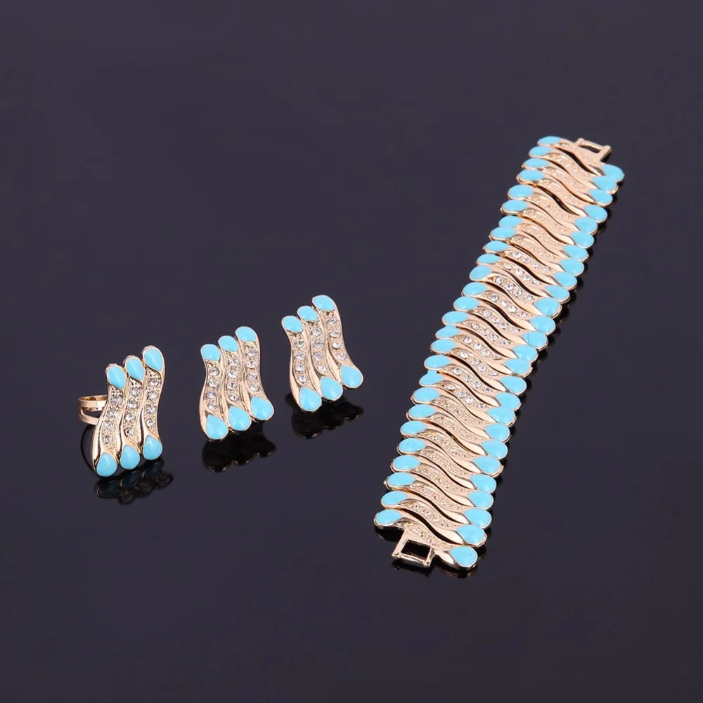 Комплект из колье серёг и кольца с кристаллами | Украшения аксессуары