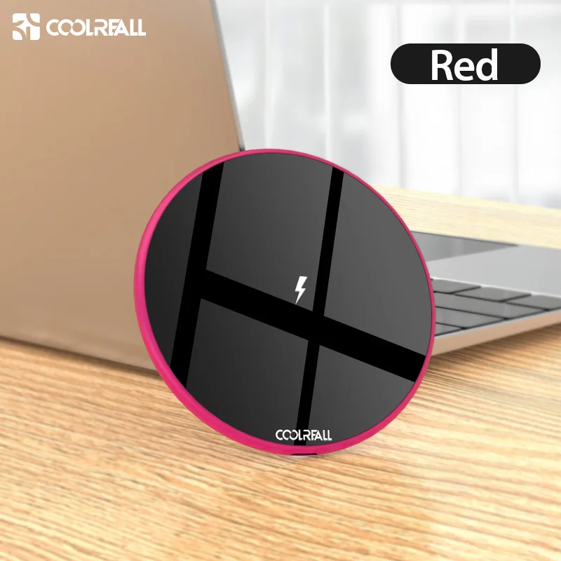 Red Coolreall 15 Вт Qi Беспроводное зарядное устройство для samsung S9 S10 iPhone X XS MAX XR 8 Plus для Xiaomi 9 huawei P30 pro 10 Вт Беспроводная зарядка - Тип штекера: Red