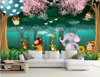 custom mural photo 3d wallpaper forest animal cartoon childrens room home decor painting 3d wall murals wallpaper for wall 3 d