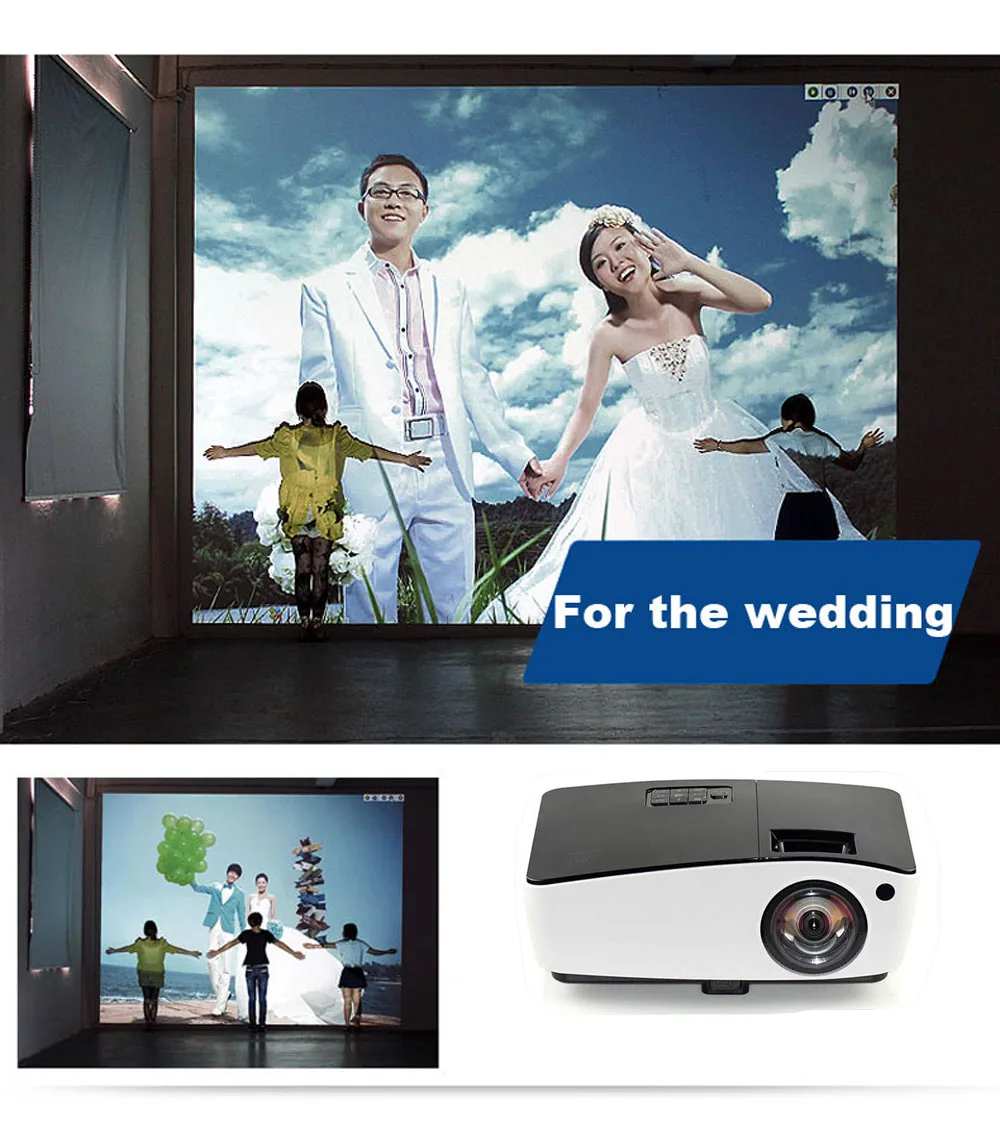WZATCO коротковолновый проектор дневного света HDMI домашний кинотеатр 1080p full HD 3D DLP проектор для церковного зала отеля