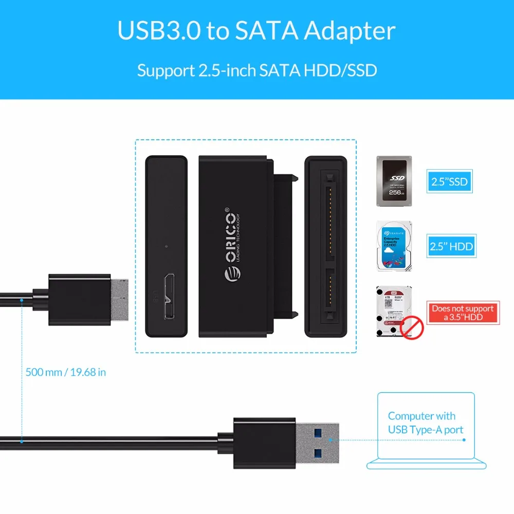 ORICO 2 5 дюймов жесткий диск SSD адаптер USB3.0 Тип A Micro B SATA3.0 HDD кабеля инструмент