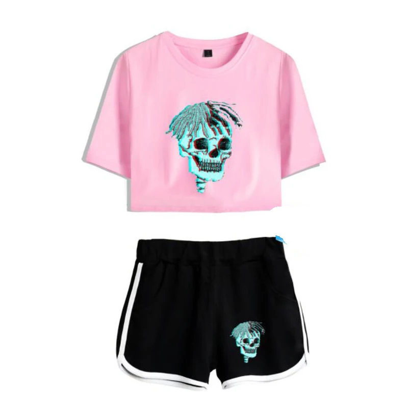 Женский костюм из двух предметов комплект 2 укороченный топ и короткие штаны