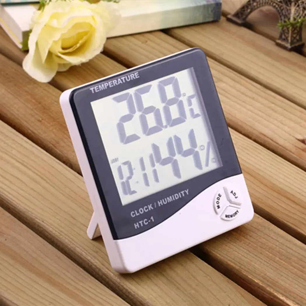 Square Large Screen Digital Thermometer Hygrometer AAA 1.5V With Alarm 5%RH 1% Clock Multifunction in one. | Электроника