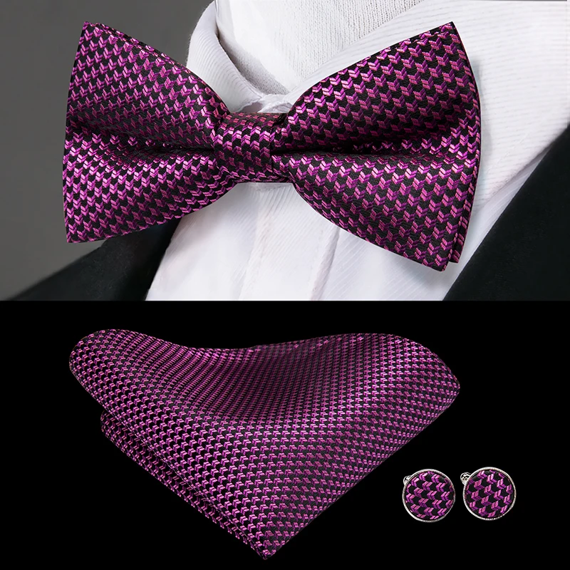 Hi Tie Классические фиолетовые галстуки бабочки для мужчин 100% шелковые