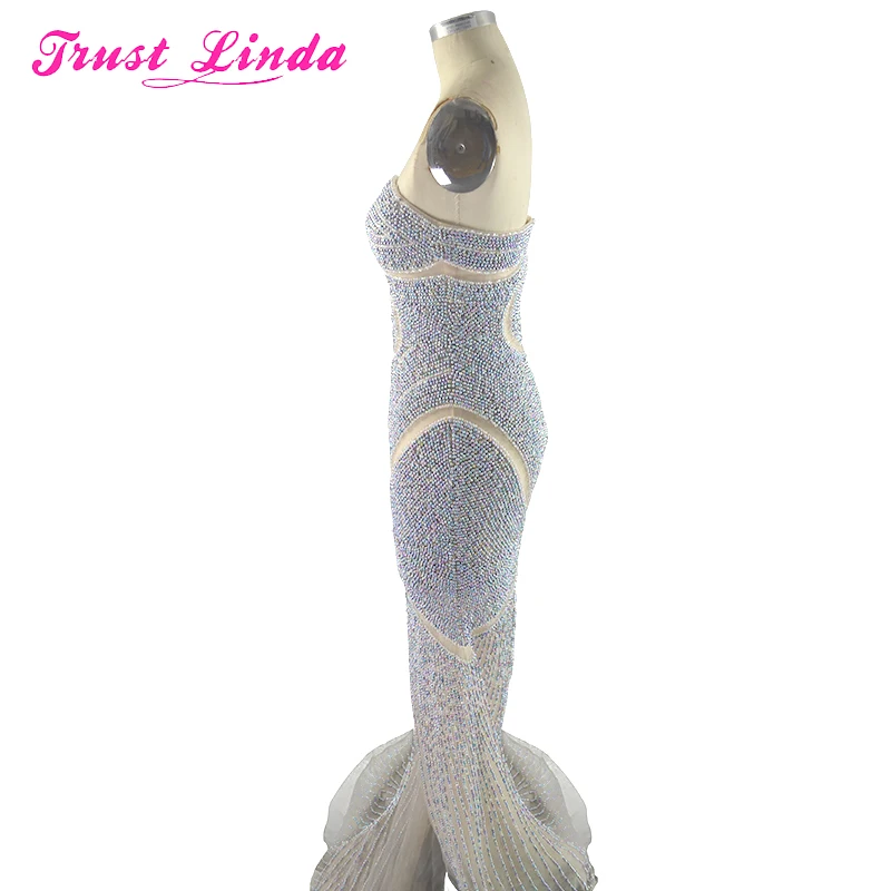 Luxury Mermaid Mother Dresses Jewellery Rhinestone Real Sweetheart Corset Floor Length Celebrity Evening Gowns Robe De Soiree | Свадьбы и
