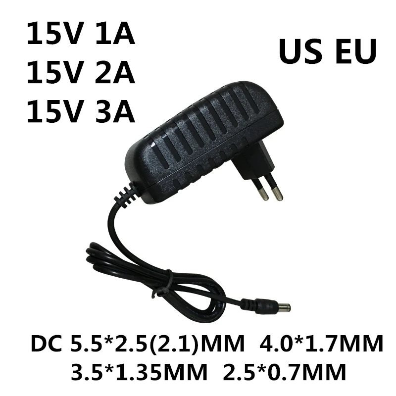Лучшее качество AC/DC адаптер DC 15 в 0.5A 1A 2A 3A AC 100-240 В конвертер адаптер 15 в Вольт 1000 мА зарядное устройство источник питания ЕС США вилка