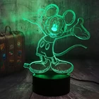 Childlike 3D светодиодный Веселый Микки-мышь, ночной Светильник RGB 7 цветов, детская настольная лампа с дистанционным управлением, день рождения детей, Рождественская лампа, домашний декор